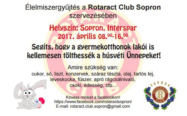 Élelmiszert gyűjt gyermekotthonoknak a soproni Rotaract Club