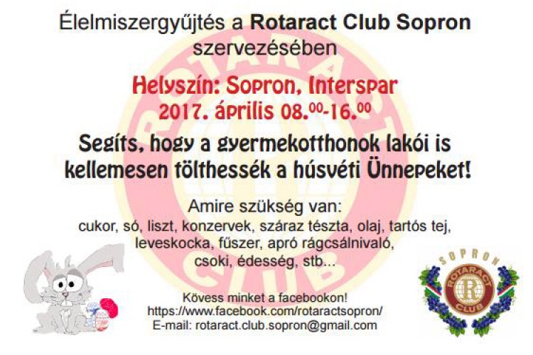 Élelmiszert gyűjt gyermekotthonoknak a soproni Rotaract Club