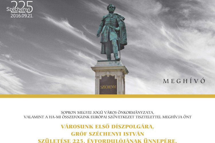 Meghívó Gróf Széchenyi István születése 225. évfordulójának ünnepére